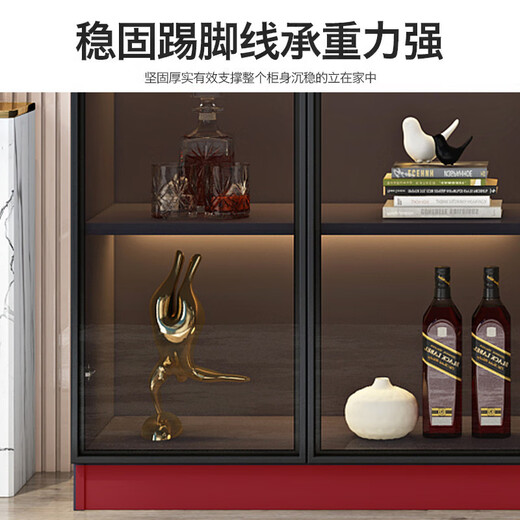 Zhong Zhang Gui wine cabinet light luxury solid wood sideboard glass door display cabinet household integrated wall bookcase new storage custom cabinet 60cm solid wood ecological board two-door model comes with sensor light (installation included)