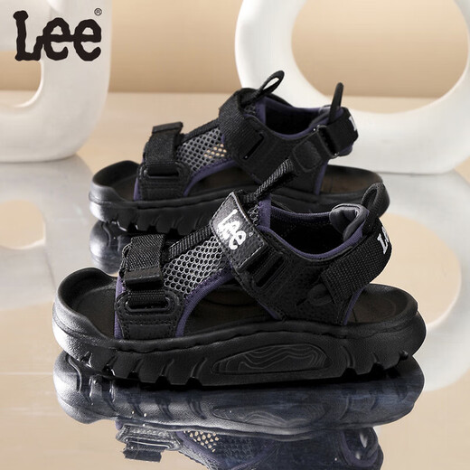 Lee children's shoes summer children's sandals for girls anti-slip soft bottom Velcro breathable beach shoes for boys black 27 recommended foot length 166mm
