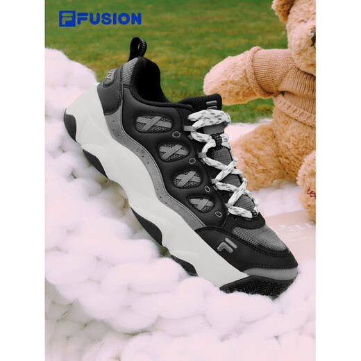 FILA autumn and winter bear claw shoes丨Trendy brand men's shoes 2025 new dad shoes couples velvet sneakers velvet style men-dome gray/black-CA 44