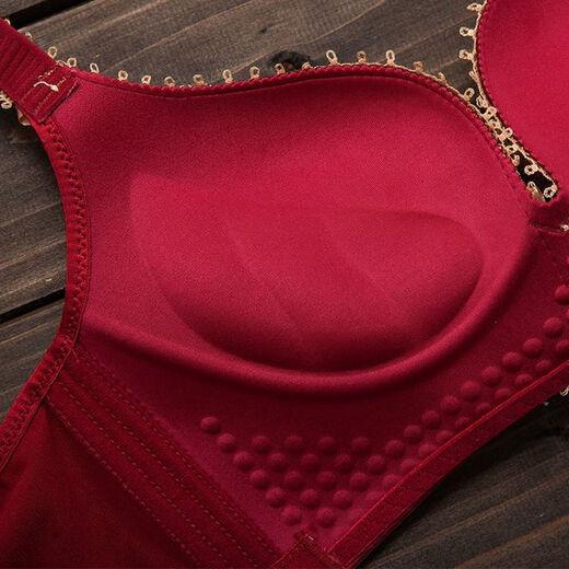 Yalu red underwear set for women born in the year of the tiger, wedding bride, small breast push-up bra, no steel rims, thick and thin bra, burgundy suit 75B 34B