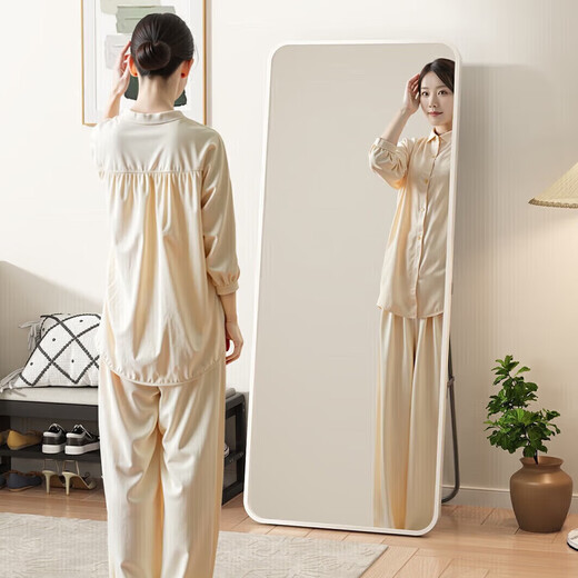 小匠材全身镜穿衣镜家用卧室宿舍网红落地镜铝合金镜子试衣镜白50*158