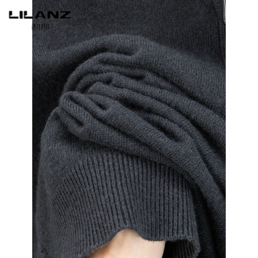 Lilang 450g pure wool half-high zipper collar cardigan men's winter thickened sweater middle-aged coarse wool blue gray thickened M (165)