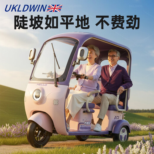 UKLDWIN electric tricycle household double-row covered battery car for men and women to pick up and drop off children small travel leisure electric tricycle, installation included, explosion-proof lithium battery 1000W+72V60A, battery life 200 miles, free rain curtain