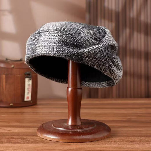 2025 new European and American style versatile fashion high-end autumn and winter warm and thickened foreign style CSqy retro beret jd brown