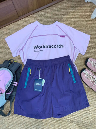 Pink and purple Hasselblad line sun protection short-sleeved shirt for men and women summer tennis badminton quick-drying clothing cycling suit sports suit pink and purple short-sleeved + purple shorts upgraded version M M