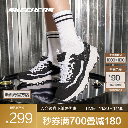 Skechers Oreo Panda Shoes丨Dad Shoes Women's Classic Black and White Retro Autumn and Winter Lightweight Trendy Increased Sports and Casual Shoes Women's Black/White-BKW 38