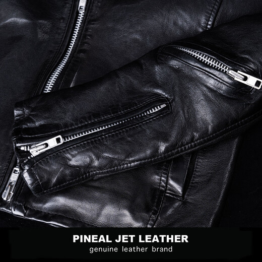 PJL Men's Cross-Stretch Sheepskin Day Single Retro Distressed Short Spring and Autumn Coat Leather Jacket Sheepskin Cross-Layer Black S (120Jin Jin is equal to less than 0.5 kg)