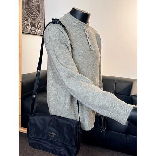 Pugos Lei Jun's same style gray sweater large size Henry collar sweater men's lazy style inner base sweater jacket black M (recommended 95-115Jin Jin equals 0.5 kg)