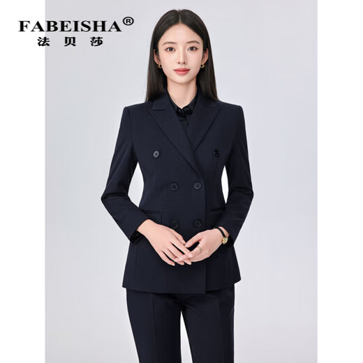 Fabersa high-end business suit for women autumn and winter professional temperament commuting small double-breasted suit jacket for women suit + small pants two-piece set (color can be noted) 3XL