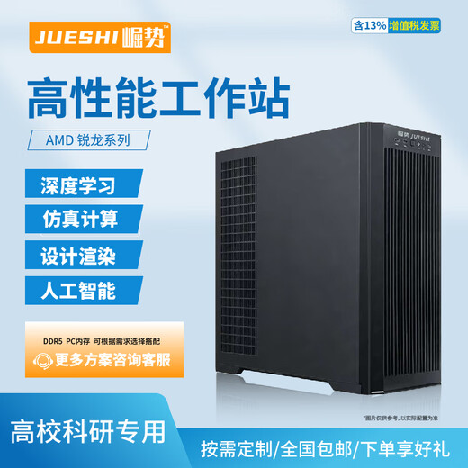 Rising Technology AMD9950X/9950X 3D/Deep Learning Workstation Host/Liquid Cooling 5090/PRO6000/DeepSeek/Simulation Computing AI Model Training GPU Server AMD Ryzen 9 9950X Barebone 32G D5 Memory + Integrated Graphics Card