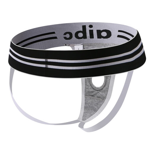 Universal men's sexy JJ set underwear with front opening, silicone ring lift, large back space, butt lift double thong for men, gray black M