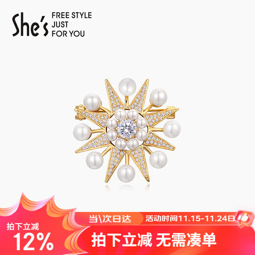 She s Qianzi Van Gogh Starry Sky Eight-pointed Star Light Luxury Brooch Fashion Women's Jacket Corsage Birthday Gift for Girlfriend