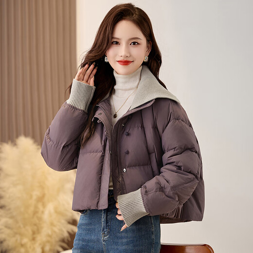 LISM shopping mall same style high-end down jacket fake two pieces super good-looking down jacket women's short style for small people Khaki M