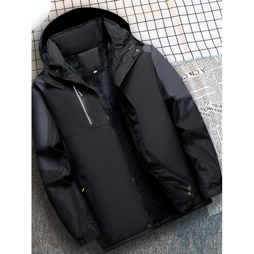 浣伊杭州意法风衣男2025秋冬新款男士冬季棉衣工作服冲锋衣男防寒加绒 【厚绒厚棉】TC2302黑色 L