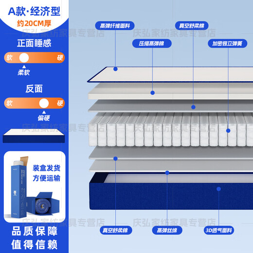 Yanzhao Matelas à rouleau bleu en mousse à mémoire de forme Matelas Simmons Protecteur de taille à ressorts indépendant Matelas épais en latex doux et dur Sensation de sommeil doux-Type A épaisseur environ 20 cm 1350 mm * 2000 mm