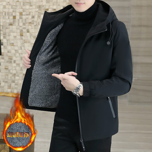 Huanyi Hangzhou Итальянская французская ветровка Мужская осень-зима 2025 Новая мужская куртка Мужская зимняя модная бархатная куртка для мужских повседневных видов спорта 8121 Бежевый без бархата Тонкая секция 4XL 166-180Jin Jin равна 0,5 кг