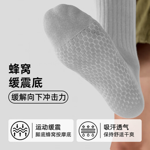 Zoyin cotton Zoyin socks men's pure cotton summer thin breathable sports socks deodorant mid-calf white sweat-absorbent stockings 4 white_(sweat-absorbent and breathable) One size fits all 38-45 (towel bottom sports style)