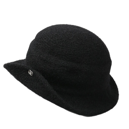 Yupinjia black Hepburn style curly top hat daughter's hat women's 2026 autumn and winter high-end warm and versatile fisherman hat black woolen hat circumference 55-59cm