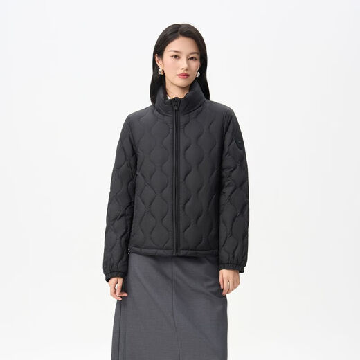 Qianrenggang (CHERICOM) Qianrenggang Autumn and Winter Lightweight Down Jacket Women's Short Stand Collar Jacket Gourd Pattern Casual Lightweight Warmth Y309012Y Magic Black 88005 XS 155/80A