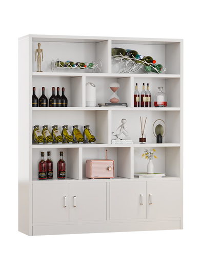 Yusenyi wine cabinet display cabinet home living room entrance cabinet simple modern storage rack floor cabinet wall partition cabinet wine rack cabinet door combination thickened plate warm white 1