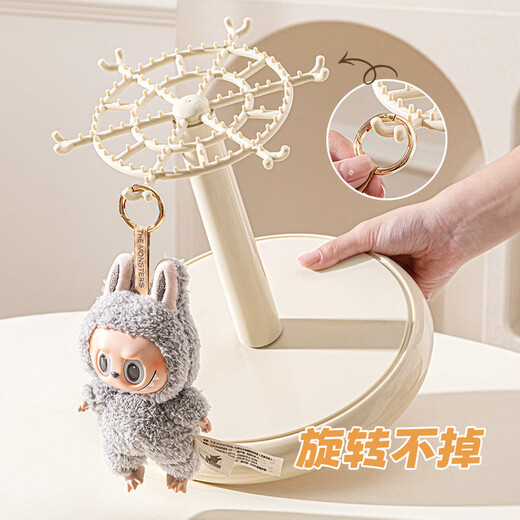 LINGX BOX sporadic box labubu pendant rotating display storage box transparent labubu plush toy doll hand-made blind box display stand rotatable milk white-1 pack