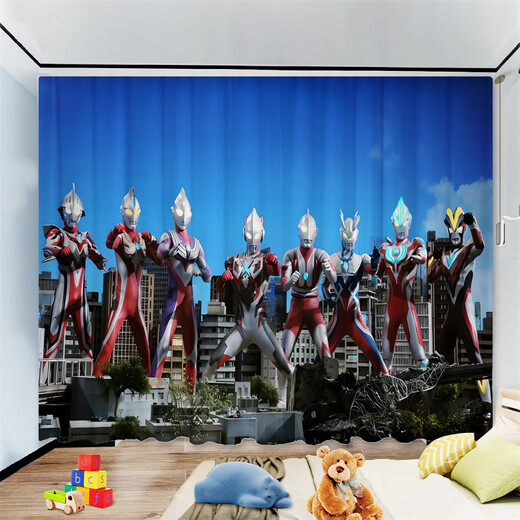 Ultraman Curtains Ultraman Curtain Cloth Blackout Hook Type 2025 New Cartoon Boy Children's Room Bedroom 1 Punch 3 meters wide one piece (height note) Default pricing unit 2