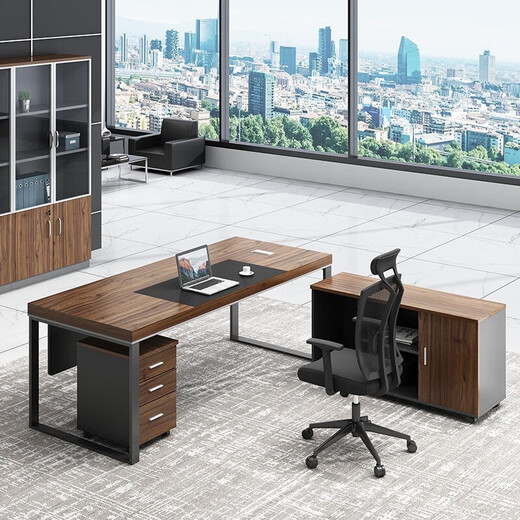 Shengyan simple modern office furniture boss desk and chair combination supervisor desk manager desk executive desk computer desk and chair combination 1400*700 (including movable cabinets and side cabinets)