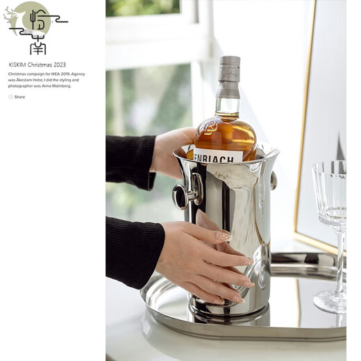 Kaooseen Japan imported quality ice bucket bar European style stainless steel light luxury ice bucket champagne bucket red wine ice bucket hotel Wiener double-layer ice bucket