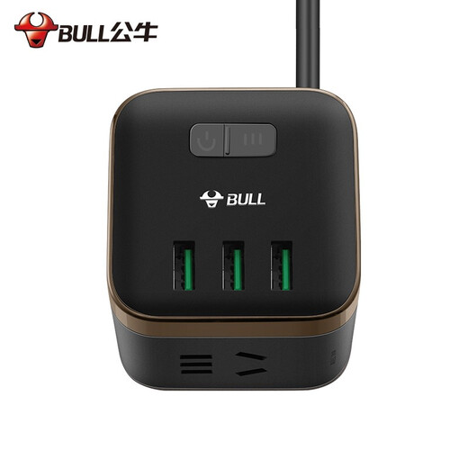 Bull (Bull) Rubik's Cube USB Socket Automatisches Überladen von Black Square Row Plug-In Voll-Stromausfall-Platine Kabel-Board-Multi-USB-Socket Fast-Lade-Ladegerät 1,5 m UU215T [3 Plug-in + 3 USB]