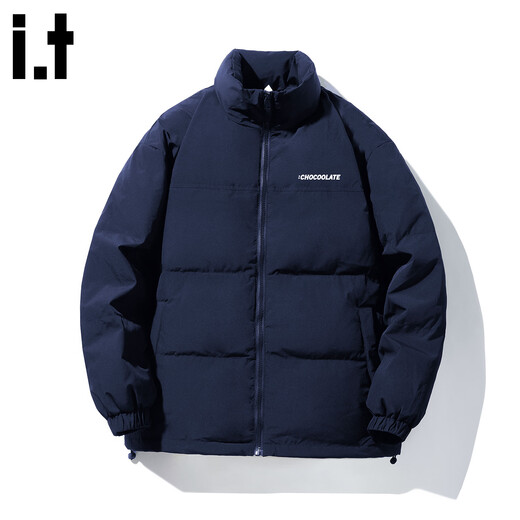 CHOCOOLATE it American retro stand collar casual down jacket for men in winter new trendy brand all-match warm and cold-proof bread coat Navy Blue S Recommended 80-100Jin Jin equals 0.5 kg