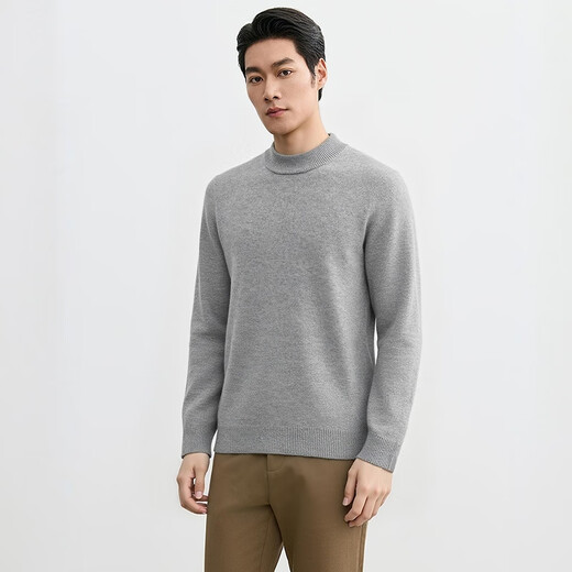 Hengyuanxiang 49.6% wool wool sweater autumn and winter new style plus velvet middle-aged men's sweater knitted top red New Year ice green M /170/88A
