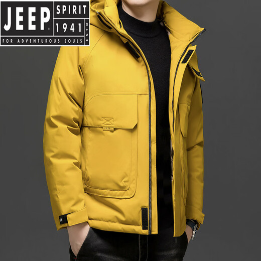 JEEP SPIRIT2026 Новый зимний мужской пуховик Мужская теплая куртка среднего возраста Утепленная куртка для папы 8688 Пуховик Moon Silver White L (80-100Jin Jin равен 0,5 кг)