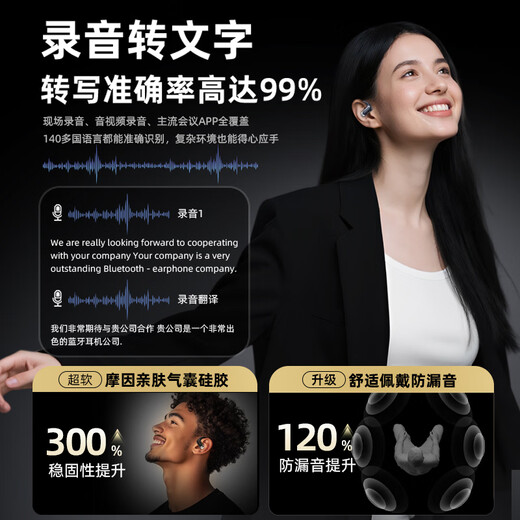 MONOISE sells 500W丨The first AI translation Bluetooth headset ear-mounted real-time simultaneous interpretation wireless recording conversation noise reduction ultra-long battery life music sports G2