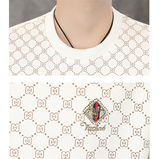 Pierre Cardin 2026 latest men's sweatshirt high-end spring and autumn casual long-sleeved t-shirt bottoming shirt for men 3373 Khaki M 100-125Jin Jin is equal to 0.5 kg