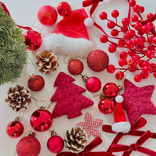 Craftsman Christmas decoration ball Christmas tree decoration hanging material package small ornaments accessories dress up ribbon set