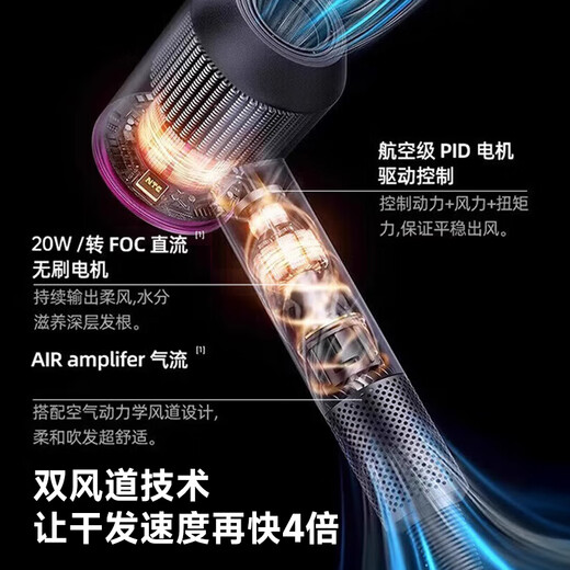 National 3C Certification丨4.5 billion negative ions for hair care Leafless high-speed hair dryer for home hair care with high power and no harm to hair Constant temperature hair dryer quick-drying Huaqiangbei Bright purple-single nozzle丨4.5 billion moisturizing negative ions for constant temperature hair care 2025 new style丨Top version 1 1 version 1.8 meters long gift box