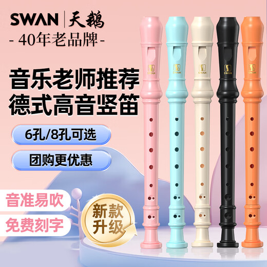 Swan (SWAN) recorder treble German-style children's students classroom teaching beginners practice flute musical instrument school season gift German-style treble 6-hole Nava white standard