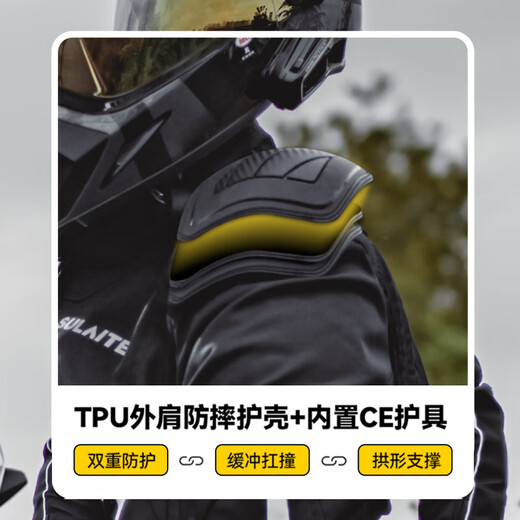 SULAITE motorcycle summer riding suit anti-fall imitation racing motorcycle suit riding suit off-road racing men and women four seasons riding equipment [Black suit] Summer/breathable/CE protective gear M