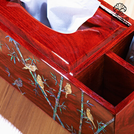 Jinbei Legend wooden mother-of-pearl tissue box remote control storage multi-function tissue box A-003 Bamboo Rhyme Quiet Tissue Box