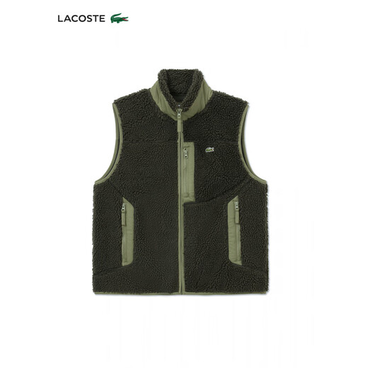 Crocodile (LACOSTE) Wang Yibo's same style LACOSTE French crocodile men's winter all-match warm vest jacket | BH2839 IER/dark green/khaki green One size fits all 6 185