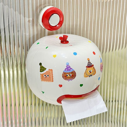 Fantasy Light Luxury Suction Cup Tissue Storage Box No Punching Home Bathroom Wall-mounted Storage Box Bathroom Portable Paper Box Apple Suction Cup Bear Model