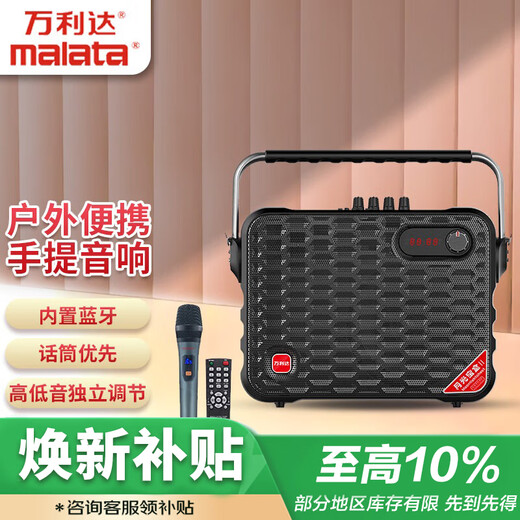 Malata Bluetooth wireless portable electric acoustic guitar bass folk singing instrument speaker outdoor square dance karaoke audio mini subwoofer black