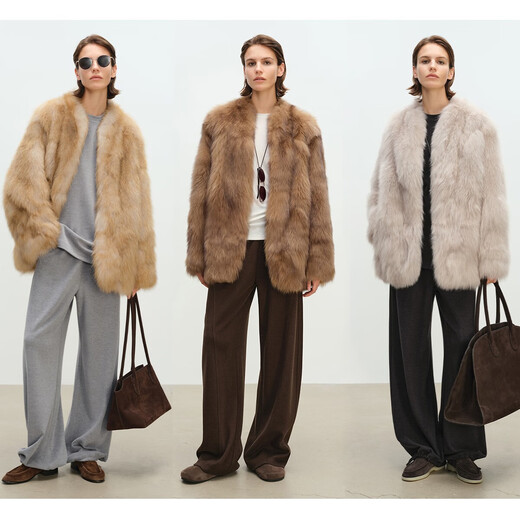 MSBEAST Miss Beast imported blue fox fur halo-dyed V-neck short fox fur coat for women | Frosty Moon Yingyue halo-dyed amber brown M