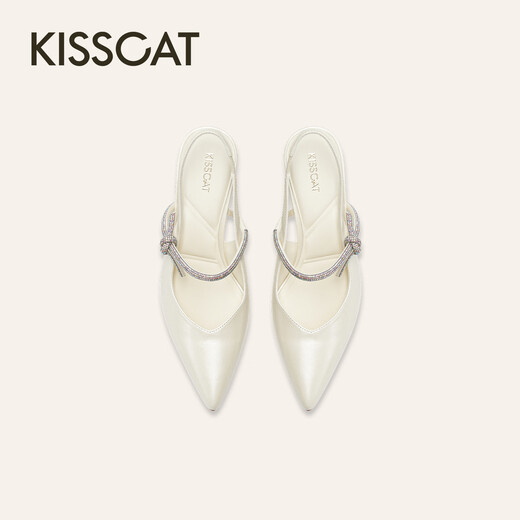 KISSCAT 2026 Spring Fashion Commuting Temperament Pointed Fashion Sandals K76127A-10 Pearl White 33