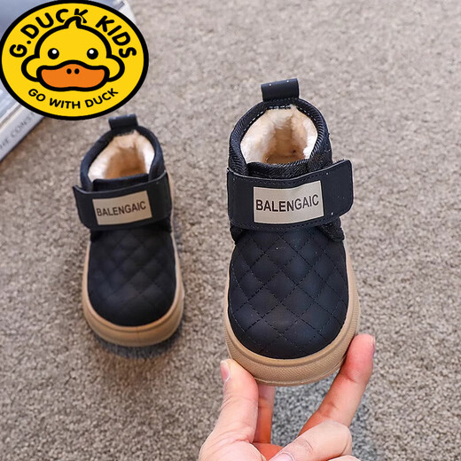 G.duck children's cotton shoes 2025 new winter boys' shoes plus velvet for baby girls and young children warm soft-soled snow boots khaki M6 25 inner length 15.5cm suitable for feet 14.5cm long