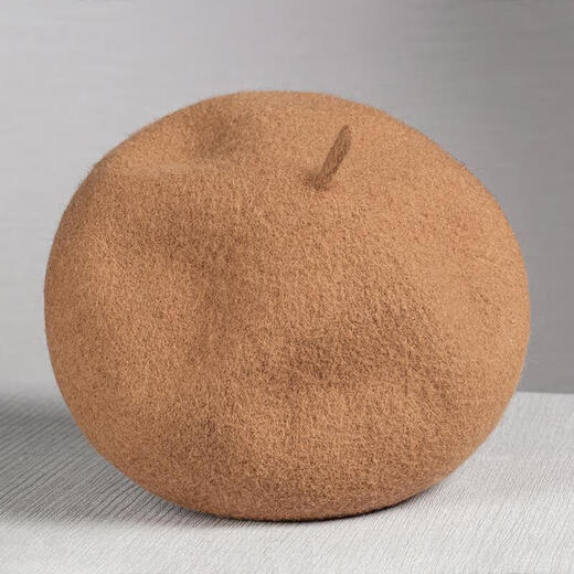 MANQIMEIYA Woolen Hat Women's Beret Autumn and Winter Versatile Painter Hat Beibei Hat Woolen Top Hat Winter Fashion Pumpkin Hat Dark Burgundy One Size