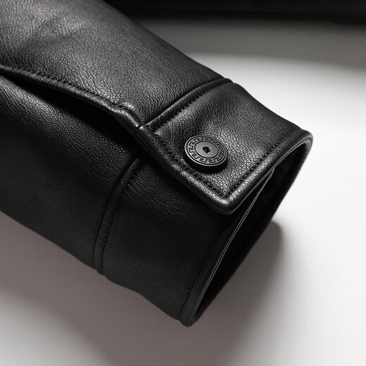 Dad's winter coat, middle-aged men's fur one-piece lapel leather jacket, middle-aged and elderly men's velvet thickened leather jacket, black L 175 size 105-120Jin Jin is equal to 0.5 kg