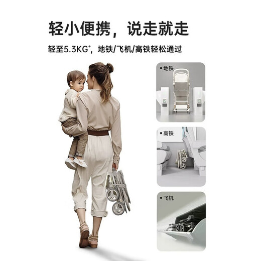 Hakkada Official Direct Sales Stroller Lightweight Foldable Hand Push for Children Aged 0 to 3 Basic Model - Elephant Gray