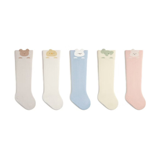 Baby stockings combed cotton breathable infant socks cartoon candy color boneless children's socks type A Y16008 three pairs (G blue puppy + G green elephant + G yellow duck) One size fits all S size 6-12 months