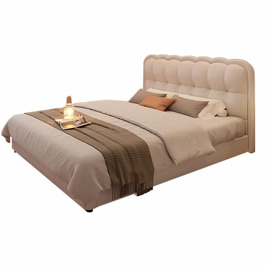 Jianxin Leather Bed 1.8mx2m Beech Wood Modern Simple Master Bedroom Cream Style Soft Package Storage Wedding Bed Leather Art Bed 139-1